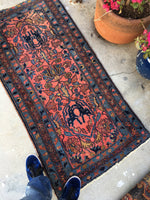 2'5 x 4'10 Antique Persian Malayer Rug - Blue Parakeet Rugs