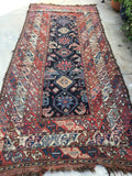 3'10 x 8'9 tribal antique Kurdish Rug - Blue Parakeet Rugs