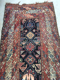 3'10 x 8'9 tribal antique Kurdish Rug - Blue Parakeet Rugs