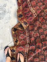 5'4 x 10'3 tribal antique Afghan Beshir Rug - Blue Parakeet Rugs