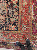 9'1 x 11'5 Antique tribal wool rug #1968 / 9x12 Vintage rug - Blue Parakeet Rugs