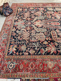 9'1 x 11'5 Antique tribal wool rug #1968 / 9x12 Vintage rug - Blue Parakeet Rugs