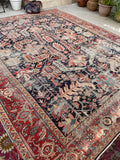 9'1 x 11'5 Antique tribal wool rug #1968 / 9x12 Vintage rug - Blue Parakeet Rugs