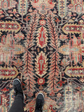 9'1 x 11'5 Antique tribal wool rug #1968 / 9x12 Vintage rug - Blue Parakeet Rugs