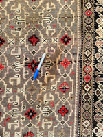 3'7 x 5'2 Antique Caucasian Rug #1650 / 4x5 Vintage rug - Blue Parakeet Rugs