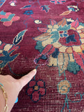 9'7 x 13'10 Plum & Palatial Antique Rug #2808ML - Blue Parakeet Rugs