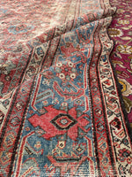 9’4 x 11’9 Antique worn tribal wool rug #1969 / 9x12 Vintage rug - Blue Parakeet Rugs