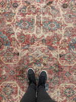 9’4 x 11’9 Antique worn tribal wool rug #1969 / 9x12 Vintage rug - Blue Parakeet Rugs