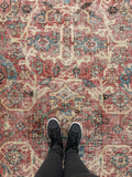 9’4 x 11’9 Antique worn tribal wool rug #1969 / 9x12 Vintage rug - Blue Parakeet Rugs