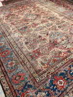 9’4 x 11’9 Antique worn tribal wool rug #1969 / 9x12 Vintage rug - Blue Parakeet Rugs