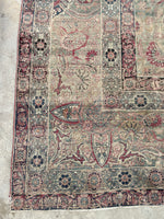 10'7 x 12'7 Square-ish 19th Century Lavar rug #2126 / 11x13 Vintage Rug - Blue Parakeet Rugs