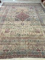 10'7 x 12'7 Square-ish 19th Century Lavar rug #2126 / 11x13 Vintage Rug - Blue Parakeet Rugs