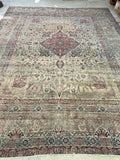 10'7 x 12'7 Square-ish 19th Century Lavar rug #2126 / 11x13 Vintage Rug - Blue Parakeet Rugs