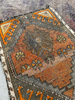 1'3 x 1'9 Antique Turkish Mat #2666 / 1x2 vintage rug - Blue Parakeet Rugs