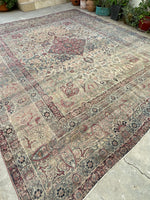 10'7 x 12'7 Square-ish 19th Century Lavar rug #2126 / 11x13 Vintage Rug - Blue Parakeet Rugs