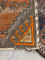 1'3 x 1'9 Antique Turkish Mat #2666 / 1x2 vintage rug - Blue Parakeet Rugs