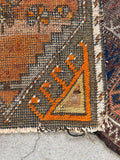 1'3 x 1'9 Antique Turkish Mat #2666 / 1x2 vintage rug - Blue Parakeet Rugs