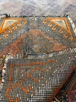 1'3 x 1'9 Antique Turkish Mat #2666 / 1x2 vintage rug - Blue Parakeet Rugs