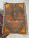 1'3 x 1'9 Antique Turkish Mat #2666 / 1x2 vintage rug - Blue Parakeet Rugs