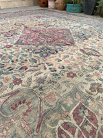 10'7 x 12'7 Square-ish 19th Century Lavar rug #2126 / 11x13 Vintage Rug - Blue Parakeet Rugs