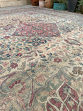 10'7 x 12'7 Square-ish 19th Century Lavar rug #2126 / 11x13 Vintage Rug - Blue Parakeet Rugs