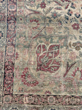 10'7 x 12'7 Square-ish 19th Century Lavar rug #2126 / 11x13 Vintage Rug - Blue Parakeet Rugs