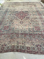 10'7 x 12'7 Square-ish 19th Century Lavar rug #2126 / 11x13 Vintage Rug - Blue Parakeet Rugs