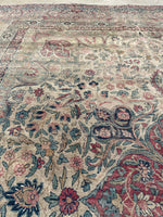10'7 x 12'7 Square-ish 19th Century Lavar rug #2126 / 11x13 Vintage Rug - Blue Parakeet Rugs