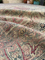 10'7 x 12'7 Square-ish 19th Century Lavar rug #2126 / 11x13 Vintage Rug - Blue Parakeet Rugs
