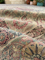 10'7 x 12'7 Square-ish 19th Century Lavar rug #2126 / 11x13 Vintage Rug - Blue Parakeet Rugs
