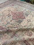 10'7 x 12'7 Square-ish 19th Century Lavar rug #2126 / 11x13 Vintage Rug - Blue Parakeet Rugs