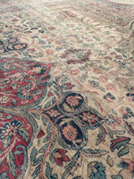 10'7 x 12'7 Square-ish 19th Century Lavar rug #2126 / 11x13 Vintage Rug - Blue Parakeet Rugs