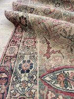 10'7 x 12'7 Square-ish 19th Century Lavar rug #2126 / 11x13 Vintage Rug - Blue Parakeet Rugs