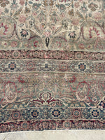 10'7 x 12'7 Square-ish 19th Century Lavar rug #2126 / 11x13 Vintage Rug - Blue Parakeet Rugs
