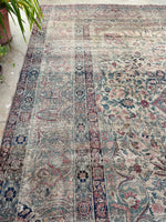 10'7 x 12'7 Square-ish 19th Century Lavar rug #2126 / 11x13 Vintage Rug - Blue Parakeet Rugs