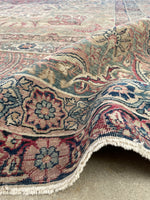 10'7 x 12'7 Square-ish 19th Century Lavar rug #2126 / 11x13 Vintage Rug - Blue Parakeet Rugs