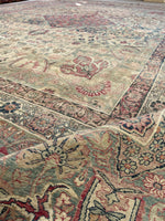 10'7 x 12'7 Square-ish 19th Century Lavar rug #2126 / 11x13 Vintage Rug - Blue Parakeet Rugs
