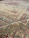 10'7 x 12'7 Square-ish 19th Century Lavar rug #2126 / 11x13 Vintage Rug - Blue Parakeet Rugs