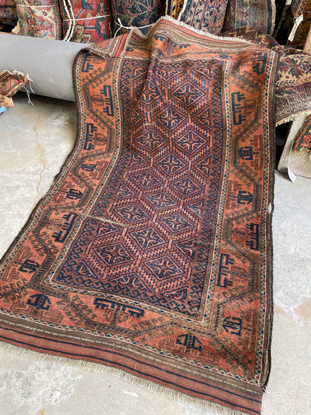 3x5 Antique Nomadic Baluch rug #674 - Blue Parakeet Rugs