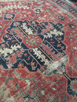 9'4 x 12'1 Serapi Heriz Rug / Large Oriental Rug - Blue Parakeet Rugs