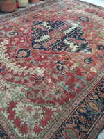 9'4 x 12'1 Serapi Heriz Rug / Large Oriental Rug - Blue Parakeet Rugs