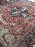 9'4 x 12'1 Serapi Heriz Rug / Large Oriental Rug - Blue Parakeet Rugs
