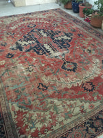 9'4 x 12'1 Serapi Heriz Rug / Large Oriental Rug - Blue Parakeet Rugs