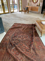 5’2 x 9’ antique Qashqai tribal rug (#408) / Large vintage rug - Blue Parakeet Rugs
