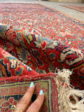 4'5 x 10'7 Floral and Luxurious Sarouk rug #2129 / 5x11 Vintage Rug - Blue Parakeet Rugs