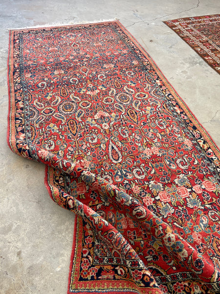 4'5 x 10'7 Floral and Luxurious Sarouk rug #2129 / 5x11 Vintage Rug - Blue Parakeet Rugs