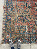 9'1 x 11'9 Antique Persian Heriz #2280 / 9x12 Vintage Rug - Blue Parakeet Rugs