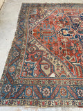 9'1 x 11'9 Antique Persian Heriz #2280 / 9x12 Vintage Rug - Blue Parakeet Rugs