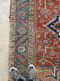 9'1 x 11'9 Antique Persian Heriz #2280 / 9x12 Vintage Rug - Blue Parakeet Rugs