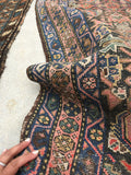 3'1 x 8'5 love worn antique Kurdish Rug - Blue Parakeet Rugs